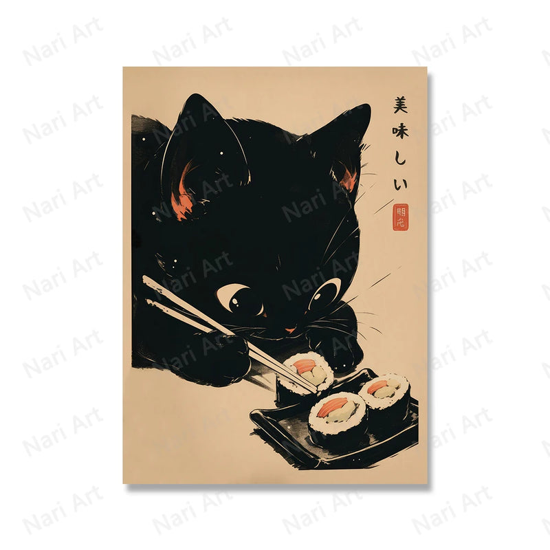 Poster Gatos & Sushi