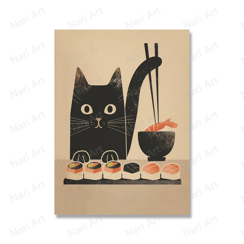 Poster Gatos & Sushi