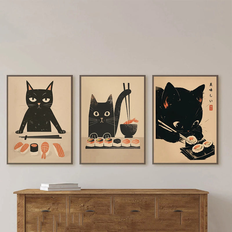 Poster Gatos & Sushi