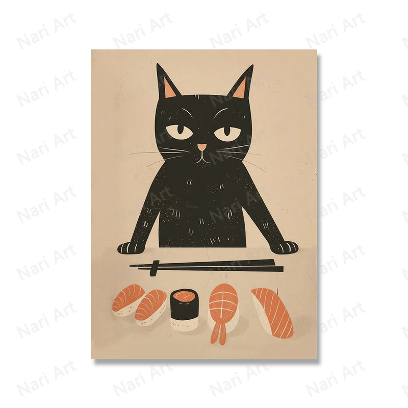 Poster Gatos & Sushi